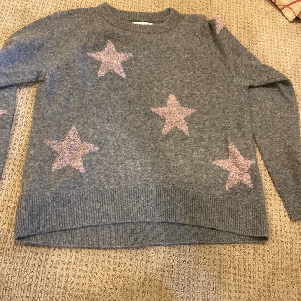 loft grey sparkly star sweater